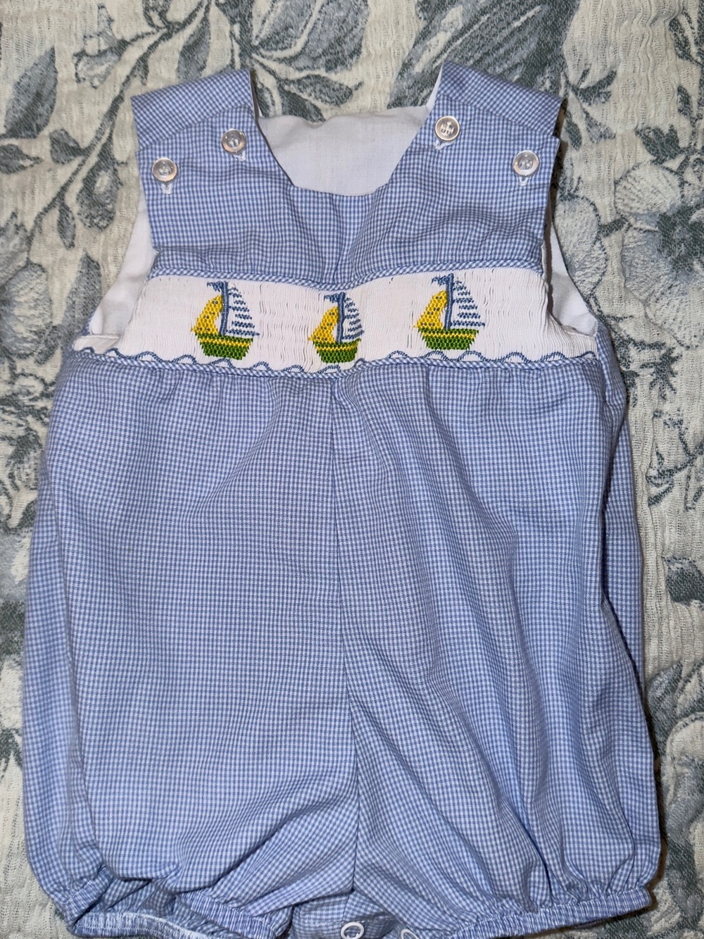 Bailey Boys Sailboat Smocked Baby Romper